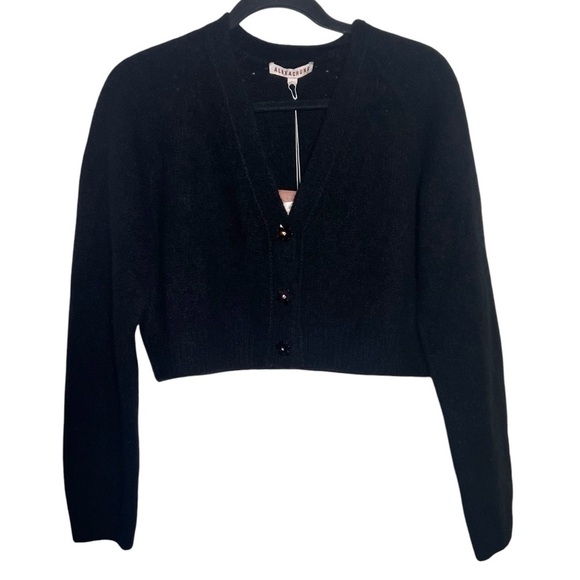 AlexaChung Sweaters - AlexaChung Black Chandra Cashmere Silk Cropped Cardigan NWT Large